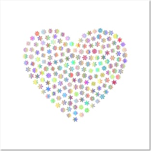 Christmas mini festive snowflakes patterned heart shape print Posters and Art